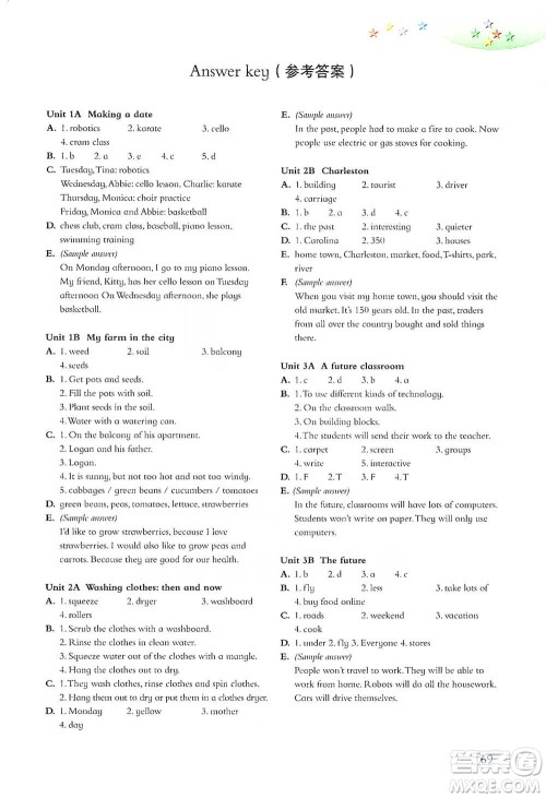 上海教育出版社2021小学英语拓展阅读六年级第二学期参考答案 上海教育出版社2021小学英语拓展阅读六年级第二学期参考答案