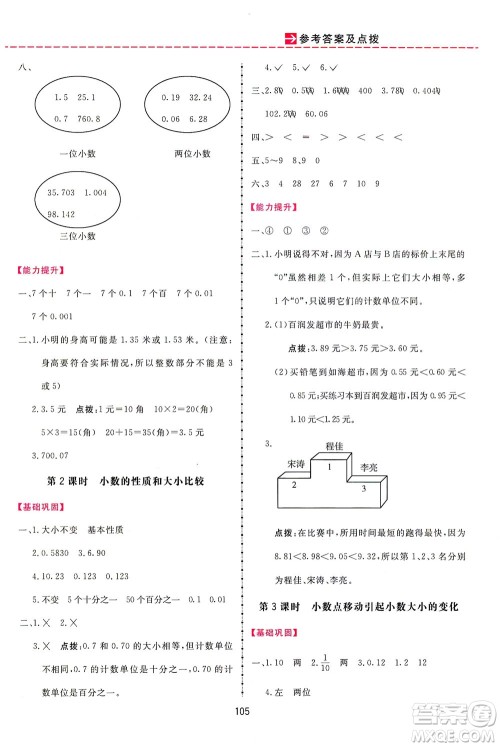 吉林教育出版社2021三维数字课堂数学四年级下册人教版答案