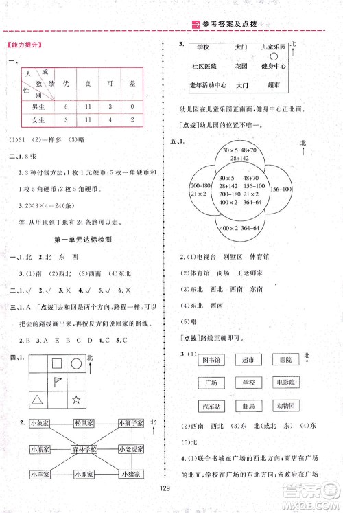 吉林教育出版社2021三维数字课堂数学三年级下册人教版答案