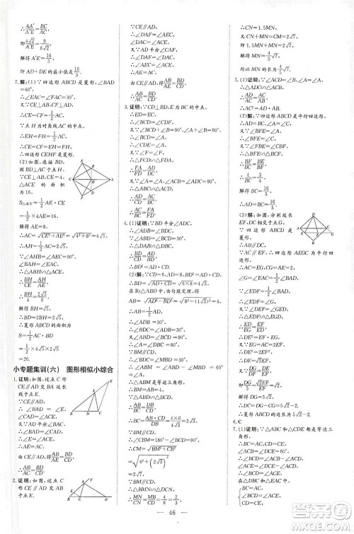 新世纪出版社2021导与练初中学业水平考试九年级数学下册人教版云南专版答案