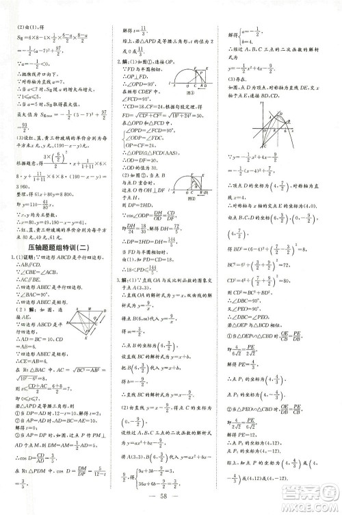 新世纪出版社2021导与练初中学业水平考试九年级数学下册人教版云南专版答案