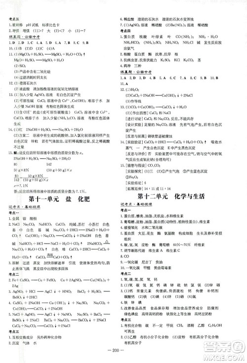 新世纪出版社2021导与练初中学业水平考试九年级化学下册人教版云南专版答案 新世纪出版社2021导与练初中学业水平考试九年级化学下册人教版云南专版答案