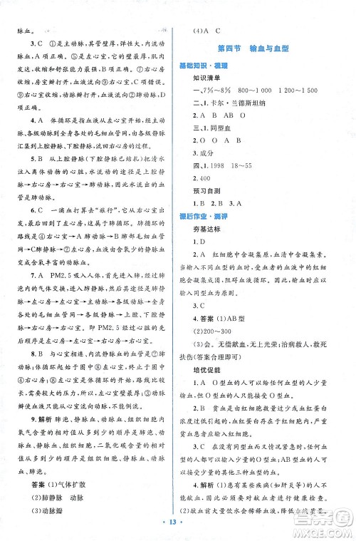 人民教育出版社2021同步解析与测评七年级生物下册人教版答案 人民教育出版社2021同步解析与测评七年级生物下册人教版答案