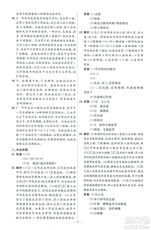 人民教育出版社2021同步解析与测评七年级生物下册人教版答案 人民教育出版社2021同步解析与测评七年级生物下册人教版答案