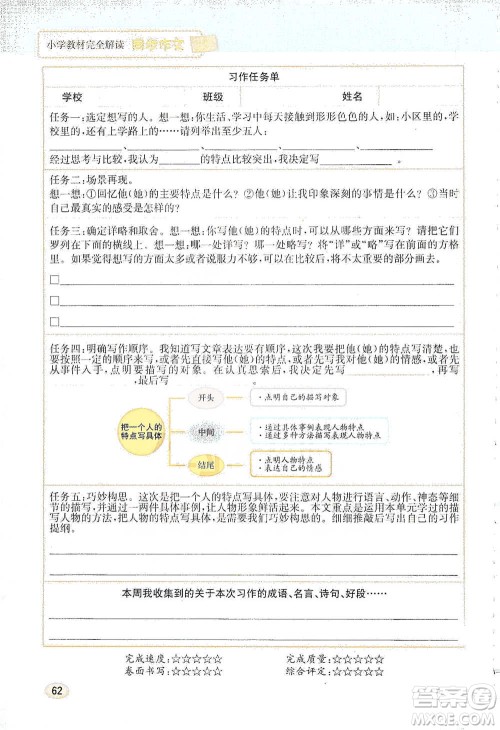 吉林人民出版社2021小学教材完全解读同步作文五年级下册语文参考答案 吉林人民出版社2021小学教材完全解读同步作文五年级下册语文参考答案