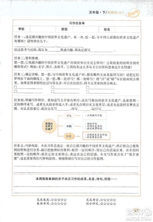 吉林人民出版社2021小学教材完全解读同步作文五年级下册语文参考答案