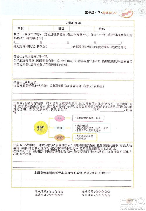 吉林人民出版社2021小学教材完全解读同步作文五年级下册语文参考答案 吉林人民出版社2021小学教材完全解读同步作文五年级下册语文参考答案