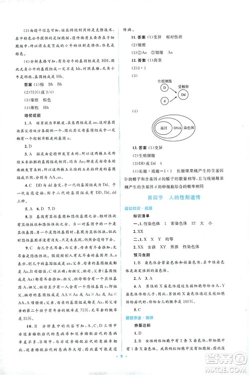 人民教育出版社2021同步解析与测评八年级生物下册人教版答案