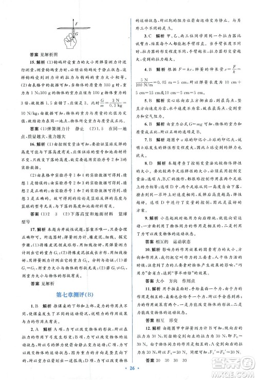 人民教育出版社2021同步解析与测评八年级物理下册人教版答案 人民教育出版社2021同步解析与测评八年级物理下册人教版答案