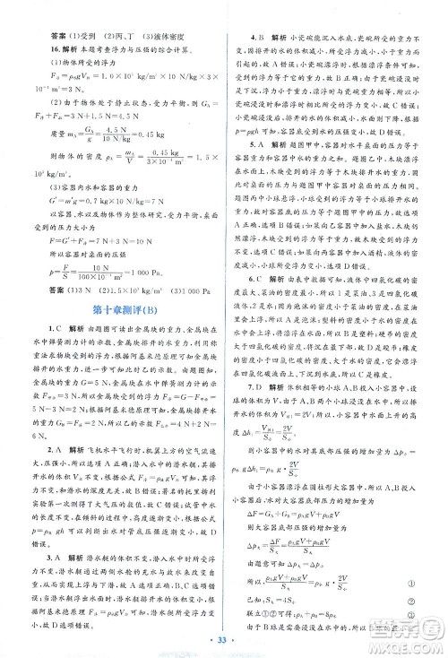 人民教育出版社2021同步解析与测评八年级物理下册人教版答案 人民教育出版社2021同步解析与测评八年级物理下册人教版答案