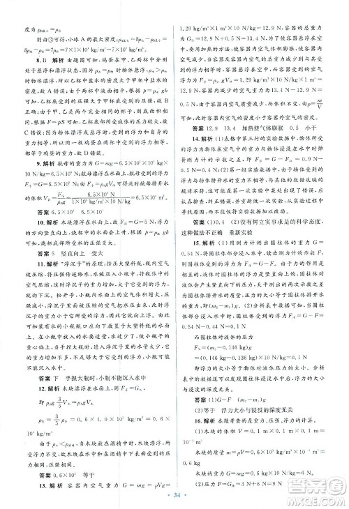 人民教育出版社2021同步解析与测评八年级物理下册人教版答案 人民教育出版社2021同步解析与测评八年级物理下册人教版答案