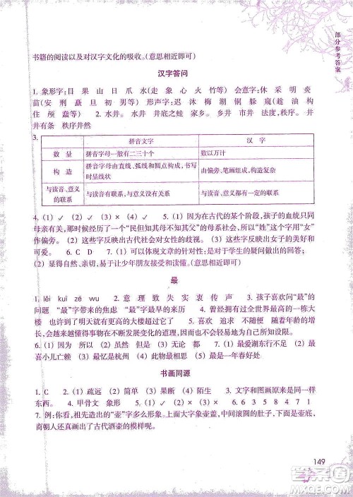 浙江教育出版社2021新课标小学语文阅读快车五年级下册参考答案