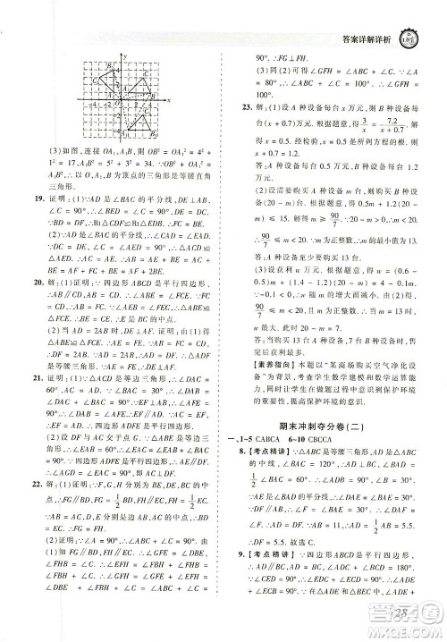 江西人民出版社2021春王朝霞考点梳理时习卷数学八年级下册BS北师版答案 江西人民出版社2021春王朝霞考点梳理时习卷数学八年级下册BS北师版答案