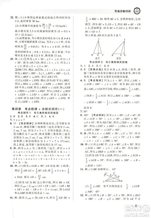 江西人民出版社2021春王朝霞考点梳理时习卷数学七年级下册BS北师版答案