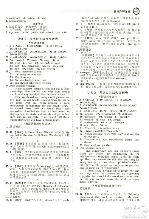 江西人民出版社2021春王朝霞考点梳理时习卷英语八年级下册RJ人教版答案