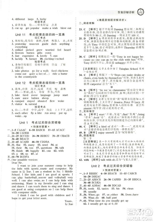 江西人民出版社2021春王朝霞考点梳理时习卷英语七年级下册RJ人教版答案 江西人民出版社2021春王朝霞考点梳理时习卷英语七年级下册RJ人教版答案
