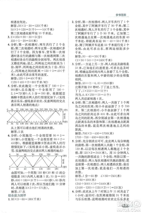 陕西人民教育出版社2021小学数学应用题全解五年级通用版参考答案