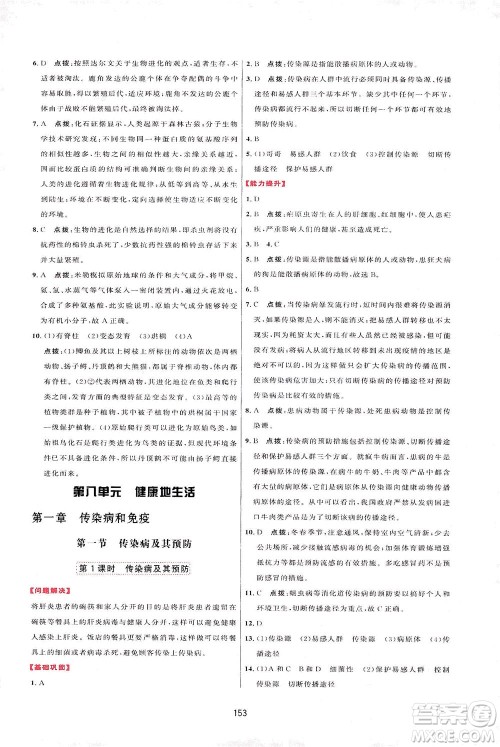 吉林教育出版社2021三维数字课堂生物八年级下册人教版答案