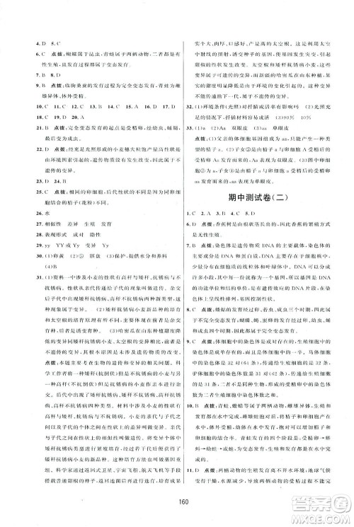 吉林教育出版社2021三维数字课堂生物八年级下册人教版答案