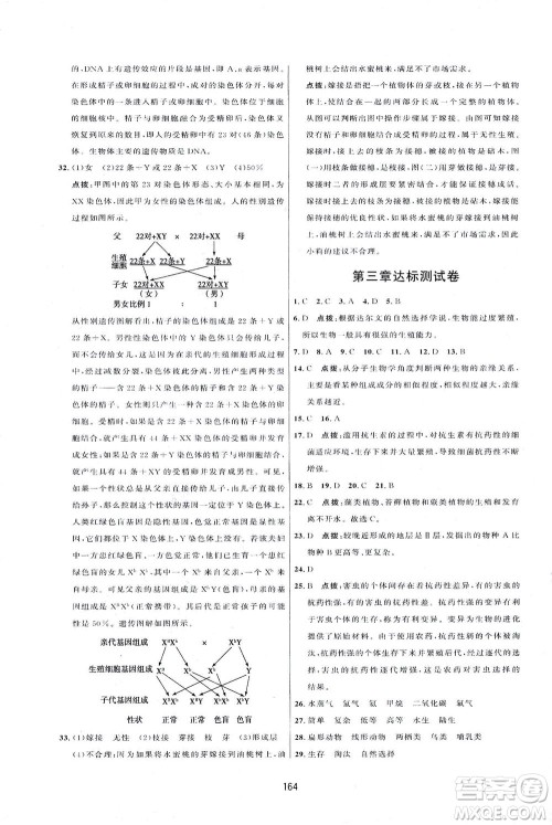 吉林教育出版社2021三维数字课堂生物八年级下册人教版答案