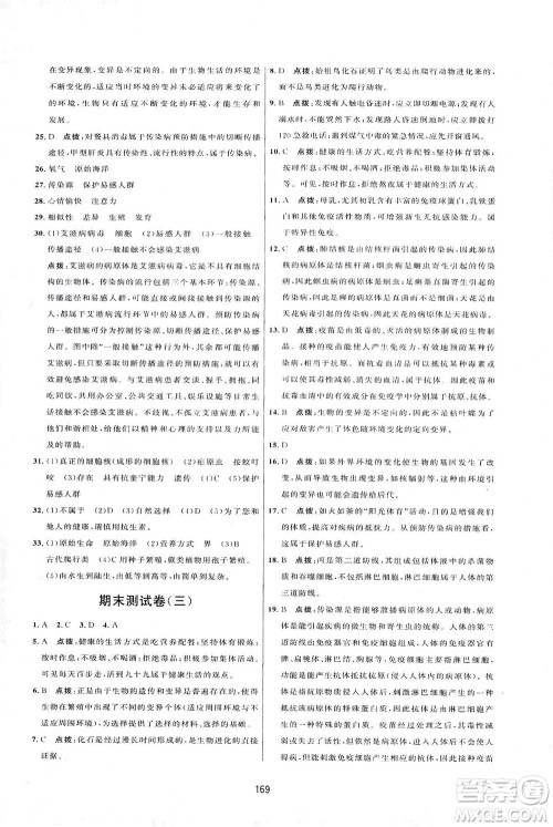 吉林教育出版社2021三维数字课堂生物八年级下册人教版答案