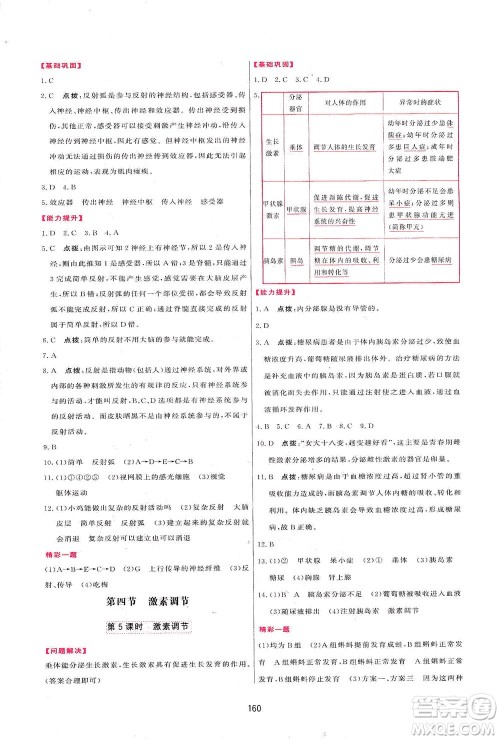 吉林教育出版社2021三维数字课堂生物七年级下册人教版答案