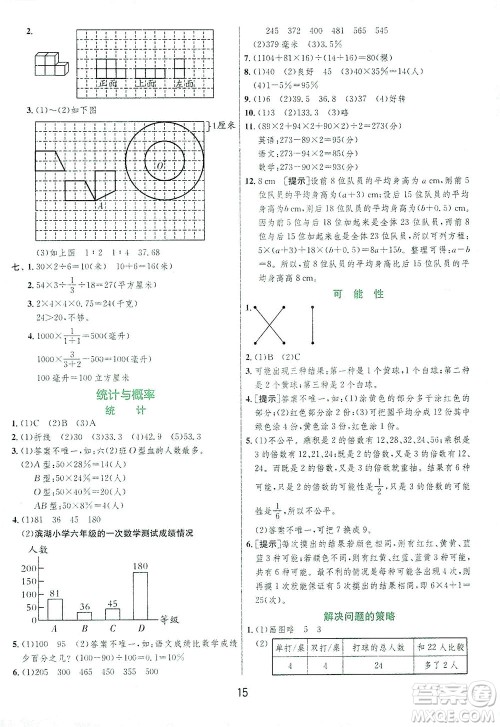 江苏人民出版社2021实验班提优训练六年级数学下册BSD北师大版答案