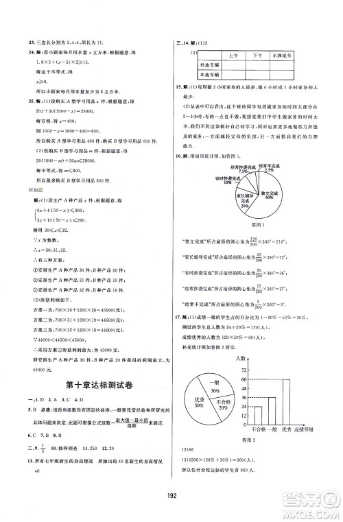 吉林教育出版社2021三维数字课堂数学七年级下册人教版答案