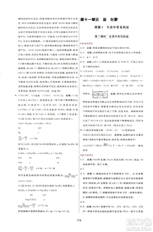 吉林教育出版社2021三维数字课堂化学九年级下册人教版答案