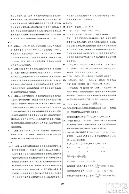 吉林教育出版社2021三维数字课堂化学九年级下册人教版答案