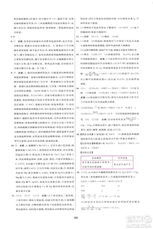 吉林教育出版社2021三维数字课堂化学九年级下册人教版答案