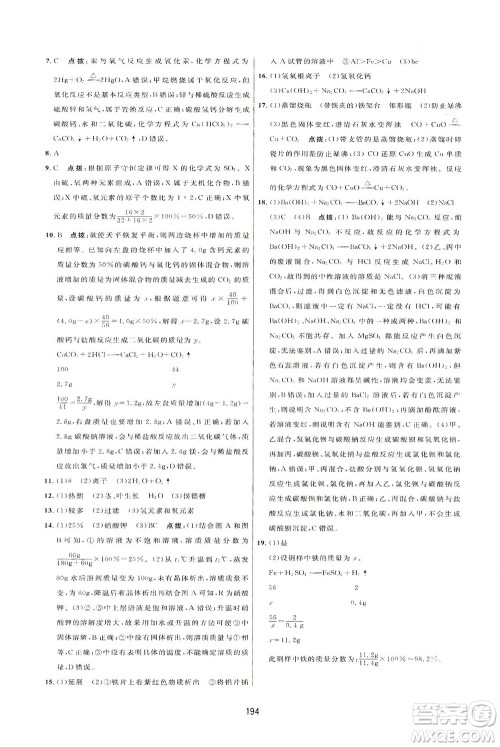 吉林教育出版社2021三维数字课堂化学九年级下册人教版答案