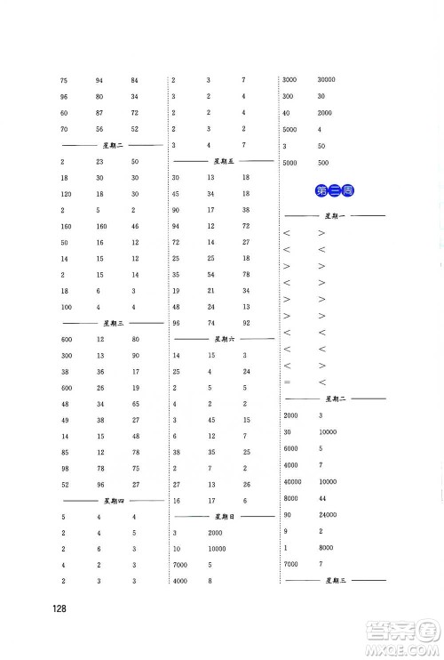 东南大学出版社2021名师点拨分级培优速算能手数学四年级下册参考答案