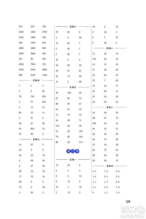 东南大学出版社2021名师点拨分级培优速算能手数学四年级下册参考答案