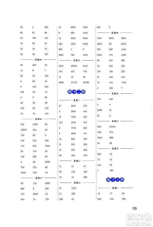 东南大学出版社2021名师点拨分级培优速算能手数学四年级下册参考答案