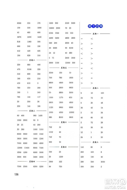 东南大学出版社2021名师点拨分级培优速算能手数学四年级下册参考答案