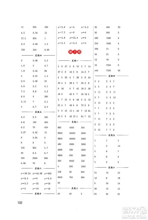 东南大学出版社2021名师点拨分级培优速算能手数学五年级下册参考答案