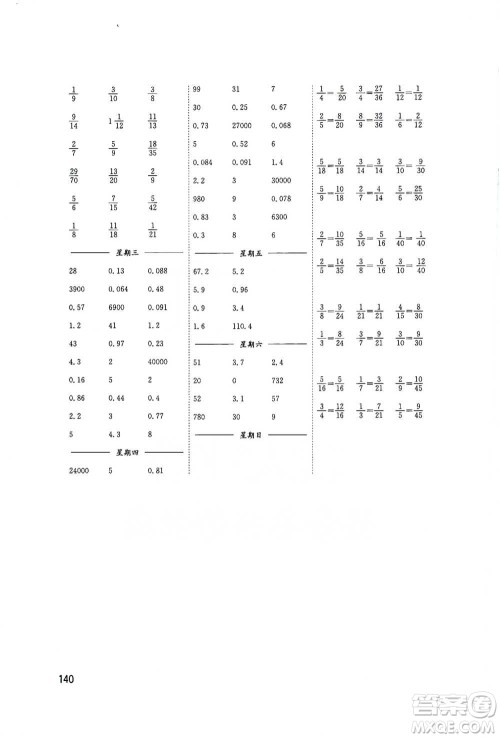 东南大学出版社2021名师点拨分级培优速算能手数学五年级下册参考答案