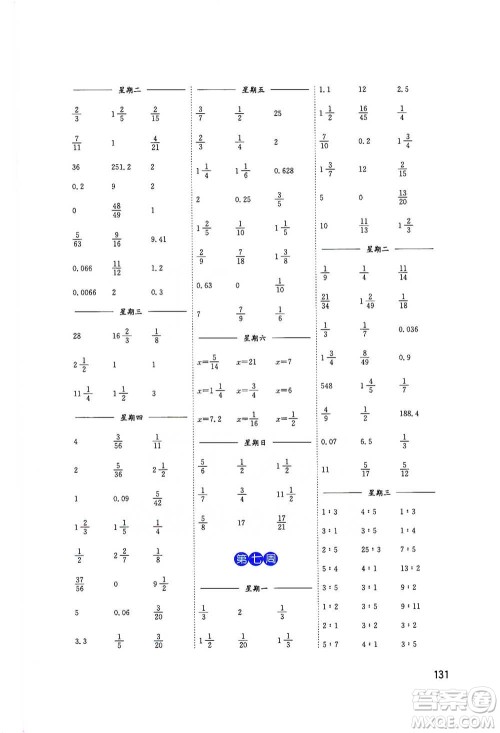 东南大学出版社2021名师点拨分级培优速算能手数学六年级下册参考答案