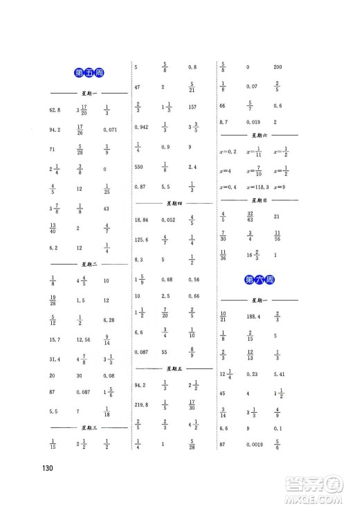 东南大学出版社2021名师点拨分级培优速算能手数学六年级下册参考答案