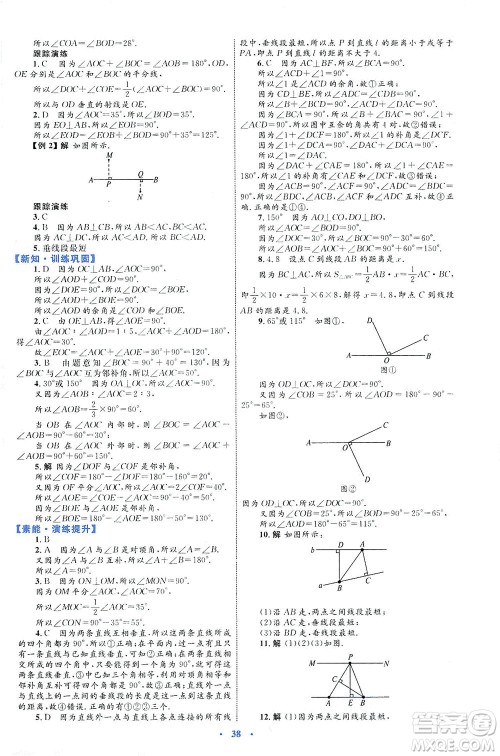 内蒙古教育出版社2021学习目标与检测七年级数学下册人教版答案