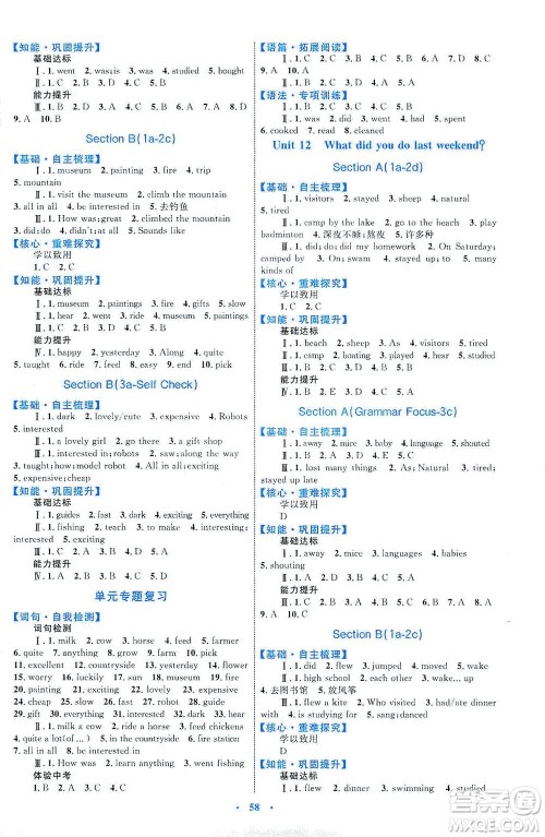 内蒙古教育出版社2021学习目标与检测七年级英语下册人教版答案 内蒙古教育出版社2021学习目标与检测七年级英语下册人教版答案