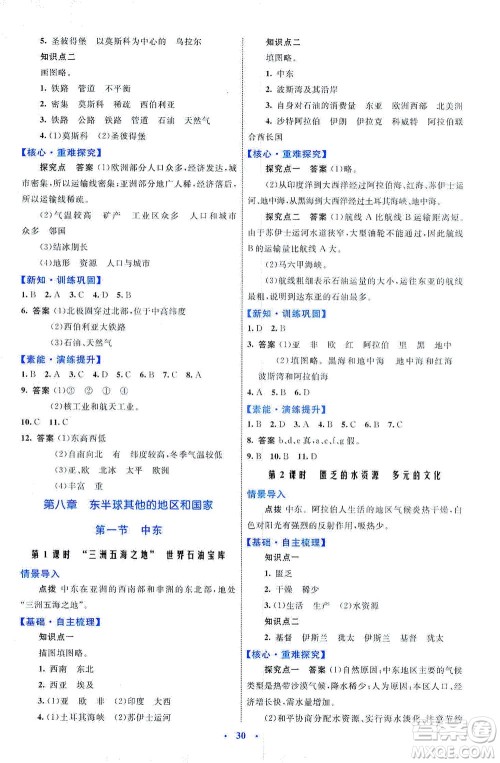 内蒙古教育出版社2021学习目标与检测七年级地理下册人教版答案 内蒙古教育出版社2021学习目标与检测七年级地理下册人教版答案