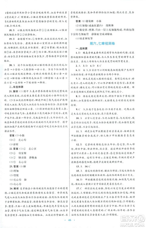 内蒙古教育出版社2021学习目标与检测七年级生物下册人教版答案 内蒙古教育出版社2021学习目标与检测七年级生物下册人教版答案