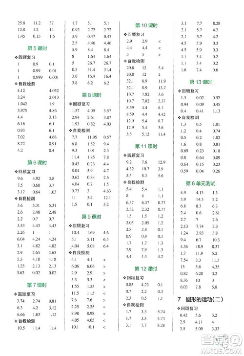 辽宁教育出版社2021小学学霸口算四年级下册数学人教版参考答案