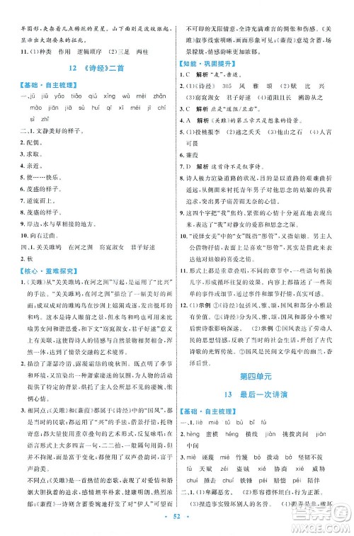 内蒙古教育出版社2021学习目标与检测八年级语文下册人教版答案 内蒙古教育出版社2021学习目标与检测八年级语文下册人教版答案