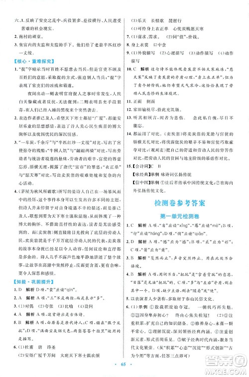 内蒙古教育出版社2021学习目标与检测八年级语文下册人教版答案 内蒙古教育出版社2021学习目标与检测八年级语文下册人教版答案