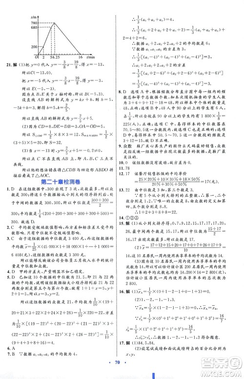 内蒙古教育出版社2021学习目标与检测八年级数学下册人教版答案 内蒙古教育出版社2021学习目标与检测八年级数学下册人教版答案
