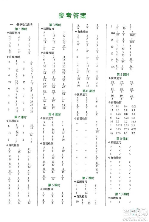 辽宁教育出版社2021小学学霸口算五年级下册数学北师版参考答案