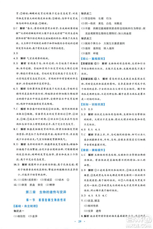 内蒙古教育出版社2021学习目标与检测八年级生物下册人教版答案 内蒙古教育出版社2021学习目标与检测八年级生物下册人教版答案